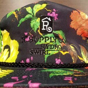 Vintage San Sun Hawaiian Floral Snapback Rope Hat - EUC